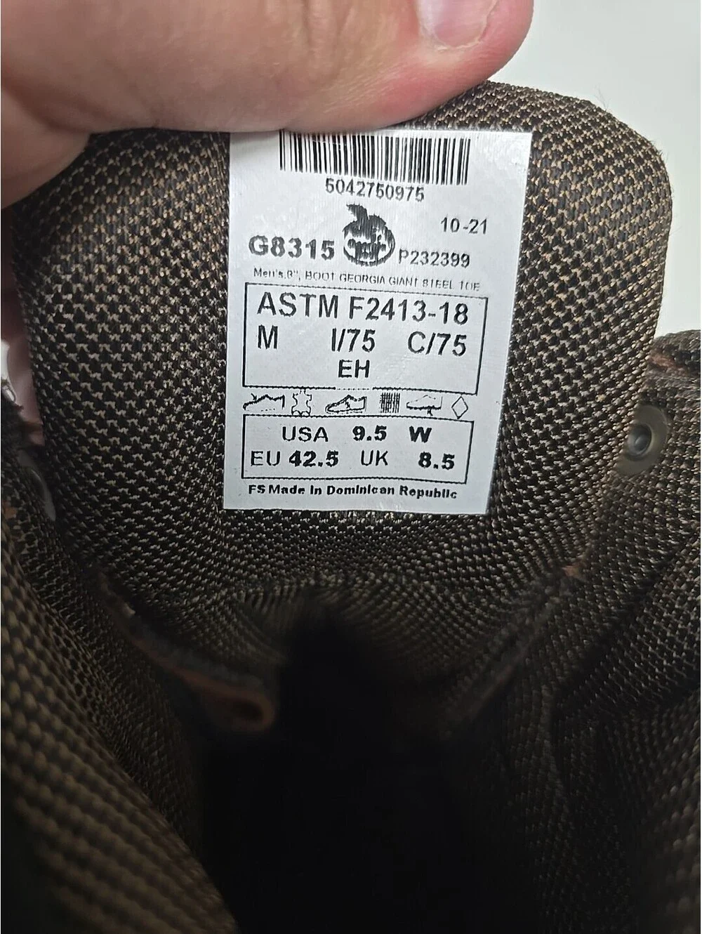 Georgia Boot Men's G8315 Hammer Internal Metatarsal Steel Toe Work Boot 9.5W
